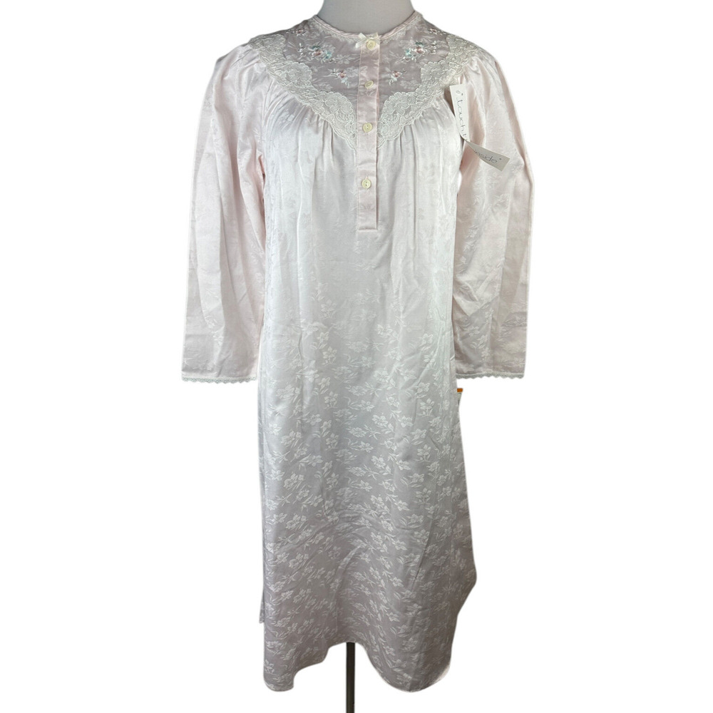 NWT Miss Elaine Floral Nightgown Country Cottage Lace Long Maxi Pink Size Small - Picture 15 of 16